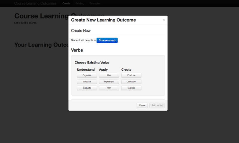 Screenshot of Course Builder Tool